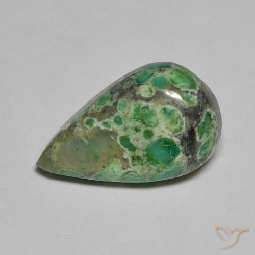 Turchese Verde scuro naturale da 3.29 ct, Forma a pera, Opaco