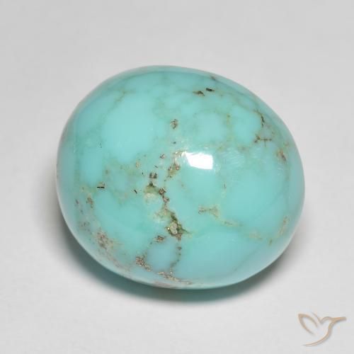 Turchese naturale turchese da 18,73 ct, taglio ovale, opaco