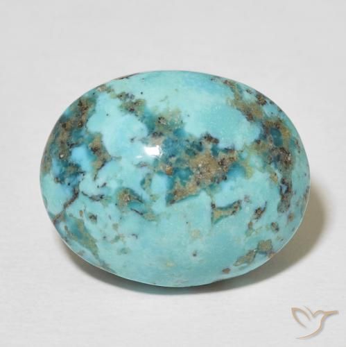 Turchese naturale turchese da 18,22 ct, taglio ovale, opaco