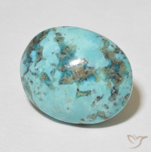 Turchese naturale turchese da 18,22 ct, taglio ovale, opaco