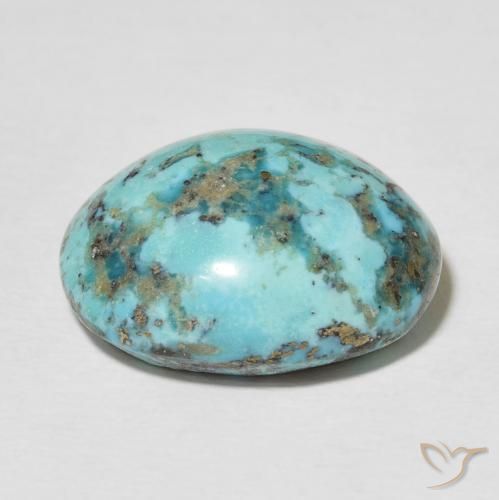 Turchese naturale turchese da 18,22 ct, taglio ovale, opaco