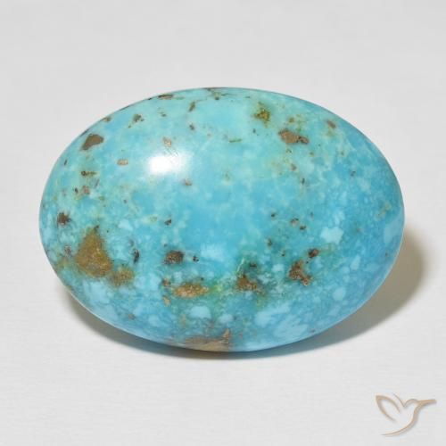 37.69ct Naturale Blu verdastro medio Turchese, Ovale, Opaco, Photo A