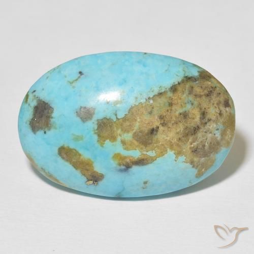 Turchese naturale turchese da 33,51 ct, taglio ovale, opaco