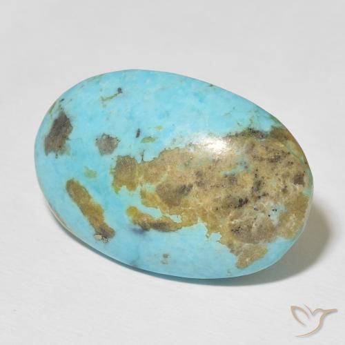 Turchese naturale turchese da 33,51 ct, taglio ovale, opaco