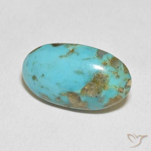 Turchese Blu verdastro medio naturale da 13.63 ct, Ovale, Opaco