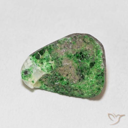 Uvarovite Granato Drusy Verde naturale da 11.91 ct, Taglio trillion, Opaco