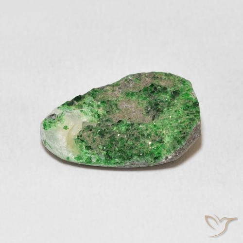 Uvarovite Granato Drusy Verde naturale da 11.91 ct, Taglio trillion, Opaco