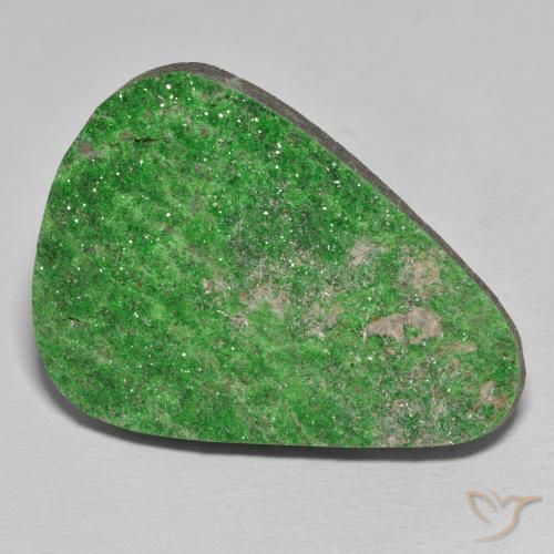Uvarovite Granato Drusy Verde lime naturale da 55.63 ct, Taglio trillion, Opaco