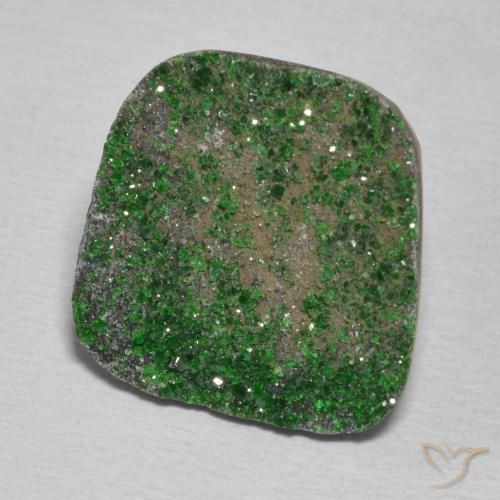 Uvarovite Granato Drusy Verde scuro naturale da 14.90 ct, Taglio a fantasia, Opaco