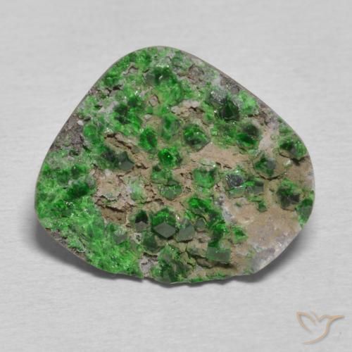 12.73ct Naturale Verde scuro Uvarovite Granato Drusy, Taglio a fantasia, Opaco
