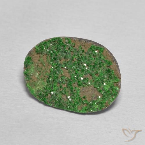 Uvarovite Granato Drusy Verde scuro naturale da 8.32 ct, Taglio a fantasia, Opaco