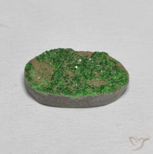 Uvarovite Granato Drusy Verde scuro naturale da 8.32 ct, Taglio a fantasia, Opaco