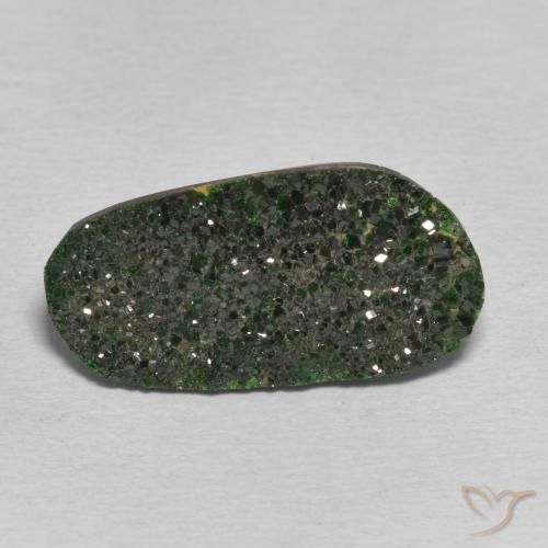 13.62ct Naturale Verde marroncino Uvarovite Granato Drusy, Taglio a fantasia, Opaco