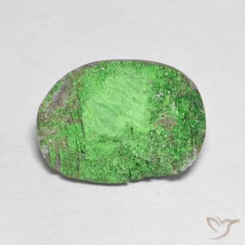 14.79ct Naturale Verde medio Uvarovite Granato Drusy, Ovale, Opaco
