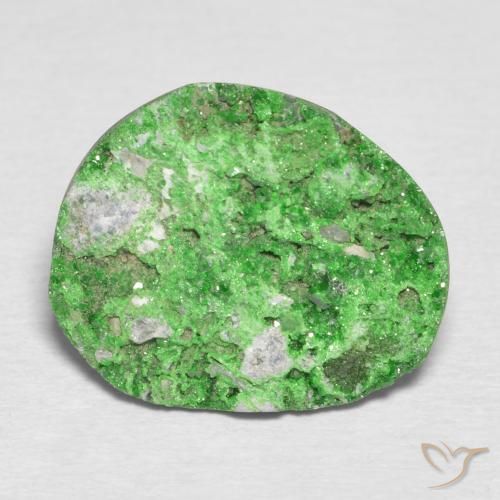 11.57ct Naturale Verde brillante Uvarovite Granato Drusy, Taglio a fantasia, Opaco