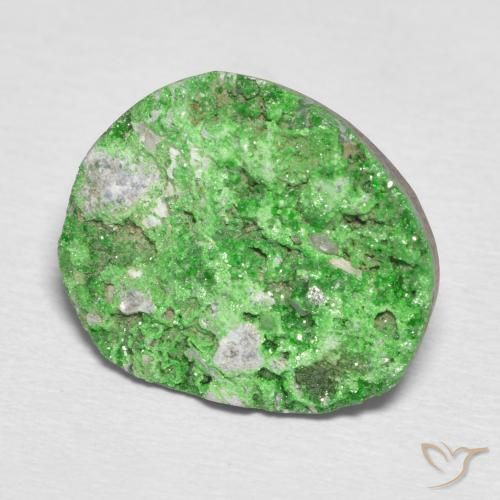 Uvarovite Granato Drusy Verde brillante naturale da 11.57 ct, Taglio a fantasia, Opaco