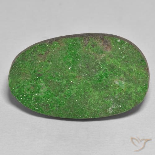 50.46ct Naturale Verde Uvarovite Granato Drusy, Ovale, Opaco