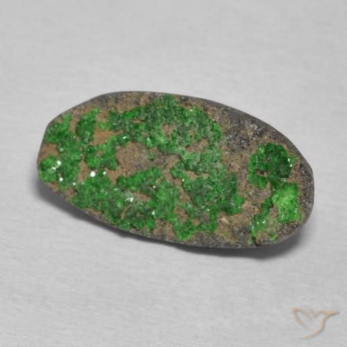 Uvarovite Granato Drusy Verde scuro naturale da 7.42 ct, Ovale, Opaco