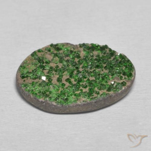 Uvarovite Granato Drusy Verde scuro naturale da 10.86 ct, Taglio a fantasia, Opaco