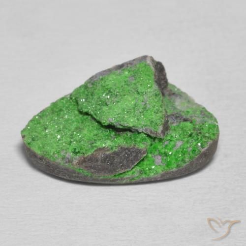 Uvarovite Granato Drusy Verde lime naturale da 12.40 ct, Taglio a fantasia, Opaco