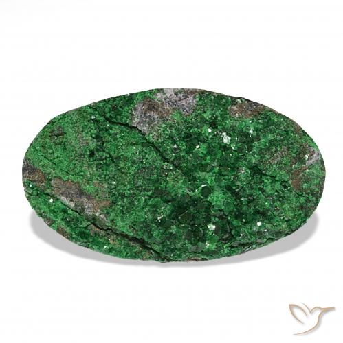 18.26ct Verde Uvarovite Granato Drusy, Ovale, Opaco