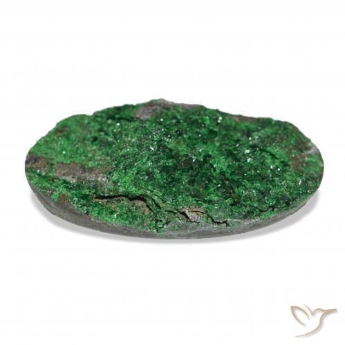 Uvarovite Granato Drusy Verde naturale da 18.26 ct, Ovale, Opaco