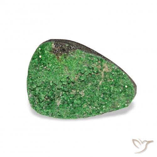 4.86ct Verde scuro Uvarovite Granato Drusy, Taglio trillion, Opaco