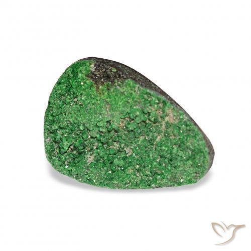 Uvarovite Granato Drusy Verde scuro naturale da 4.86 ct, Taglio trillion, Opaco