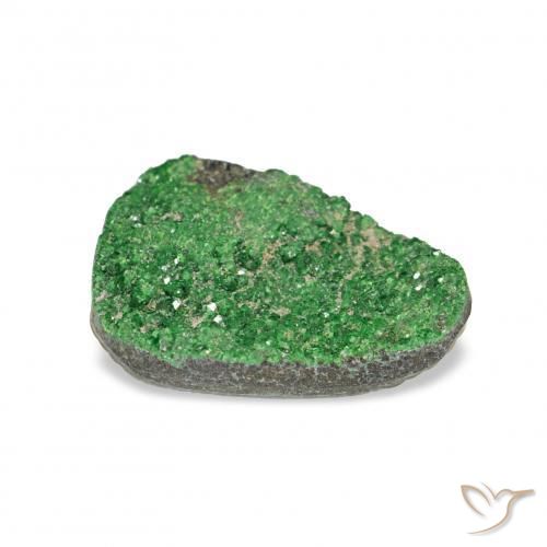 Uvarovite Granato Drusy Verde scuro naturale da 4.86 ct, Taglio trillion, Opaco