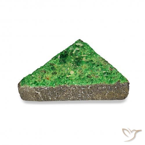 Uvarovite Granato Drusy Verde scuro naturale da 4.85 ct, Taglio trillion, Opaco