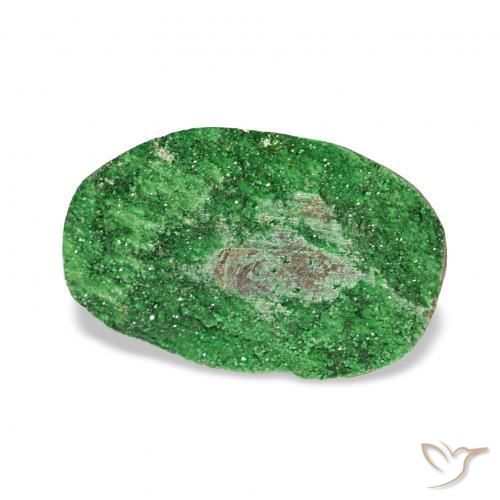 Uvarovite Granato Drusy Deep Earthy Green naturale da 5.69 ct, Ovale, Opaco