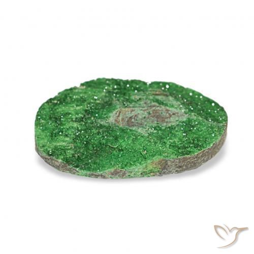 Uvarovite Granato Drusy Deep Earthy Green naturale da 5.69 ct, Ovale, Opaco