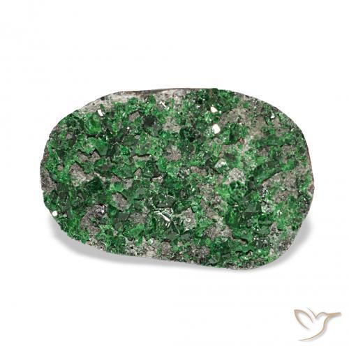 Uvarovite Granato Drusy Verde naturale da 15.06 ct, Ovale, Opaco