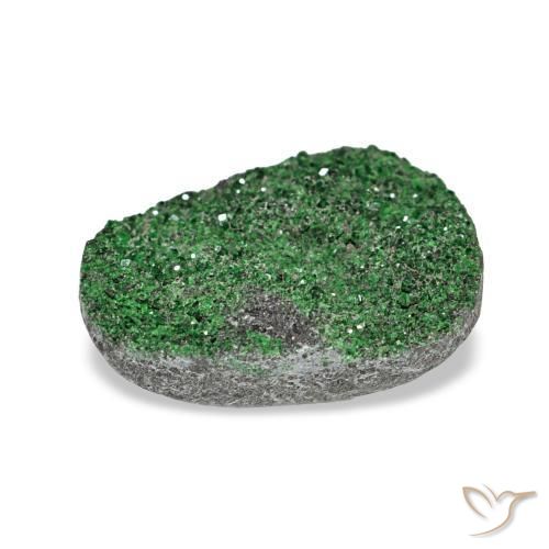 Uvarovite Granato Drusy Verde naturale da 5.96 ct, Taglio a fantasia, Opaco