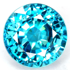 Zircone naturale blu da 4,43 ct, taglio rotondo, VVS-VS
