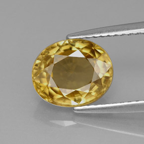Zircone naturale giallo da 3,95 ct, taglio ovale, VS