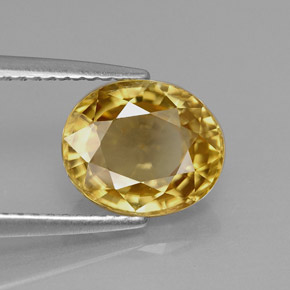 Zircone naturale giallo da 3,95 ct, taglio ovale, VS