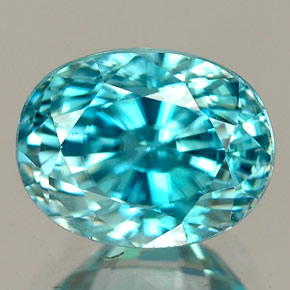 Zircone naturale blu da 3,57 ct, taglio ovale, VVS