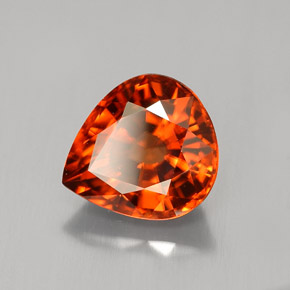 Zircone naturale arancione da 3,65 ct, taglio a pera, VVS