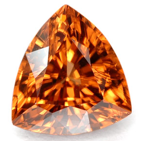 Zircone naturale arancione da 3,57 ct, trillion, VVS-VS