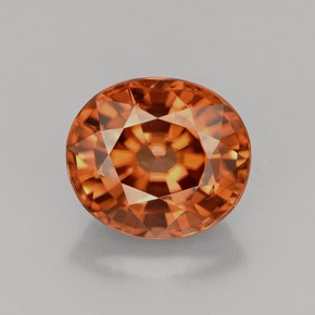 Zircone naturale arancione da 4,07 ct, taglio ovale, VVS