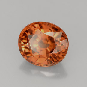 Zircone naturale arancione da 4,07 ct, taglio ovale, VVS