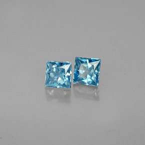 Zircone naturale blu da  ct, quadrato, VVS