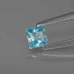 Zircone naturale blu da 0,38 ct, quadrato, VS