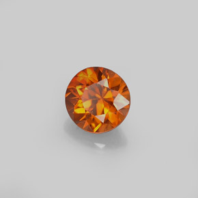 Zircone Arancione naturale da 0.63 ct, Taglio rotondo, VVS-VS