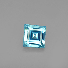 Zircone naturale blu da 0,79 ct, quadrato, VVS-VS