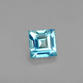 Zircone naturale blu da 0,79 ct, quadrato, VVS-VS