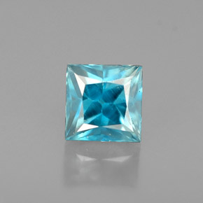 Zircone naturale blu da 0,72 ct, quadrato, VS