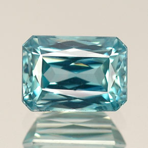 Zircone naturale blu da 1,57 ct, taglio smeraldo, VVS