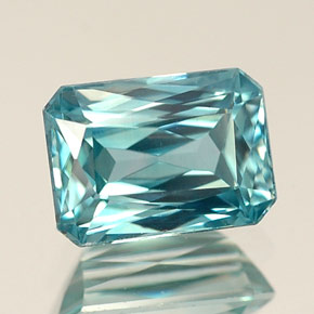 Zircone naturale blu da 1,57 ct, taglio smeraldo, VVS